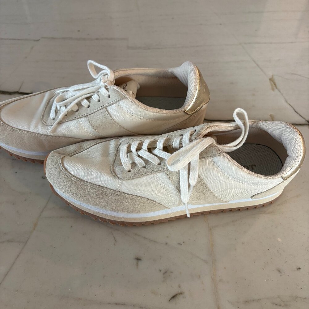 J. Crew Ivory and Beige Casual Sneakers Trainers Womens Size 9